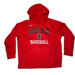 Nike Dri-Fit Bulls Baseball Hoodie Mens XXL Red Pullover Sweatshirt
